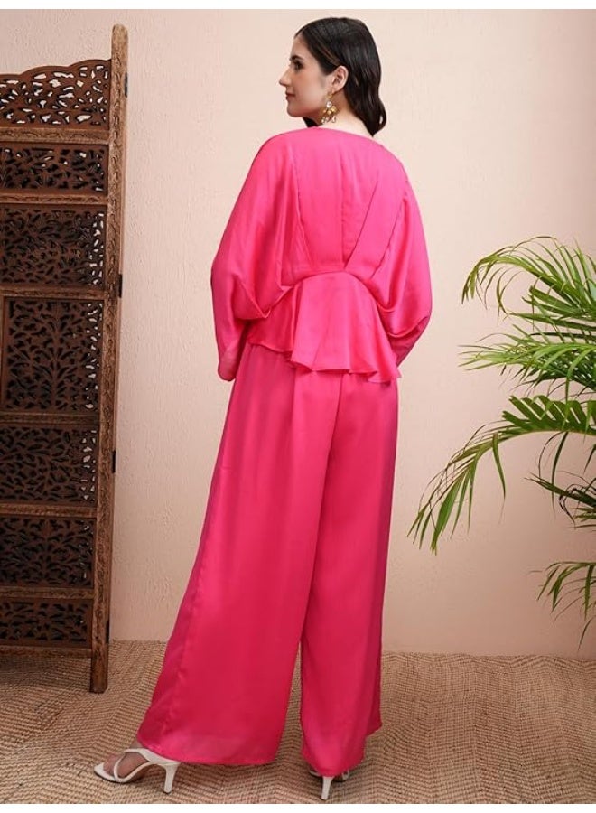 Vishudh Womens Co-Ord set Cotton MAGENTA Size: 2XL - Image 3