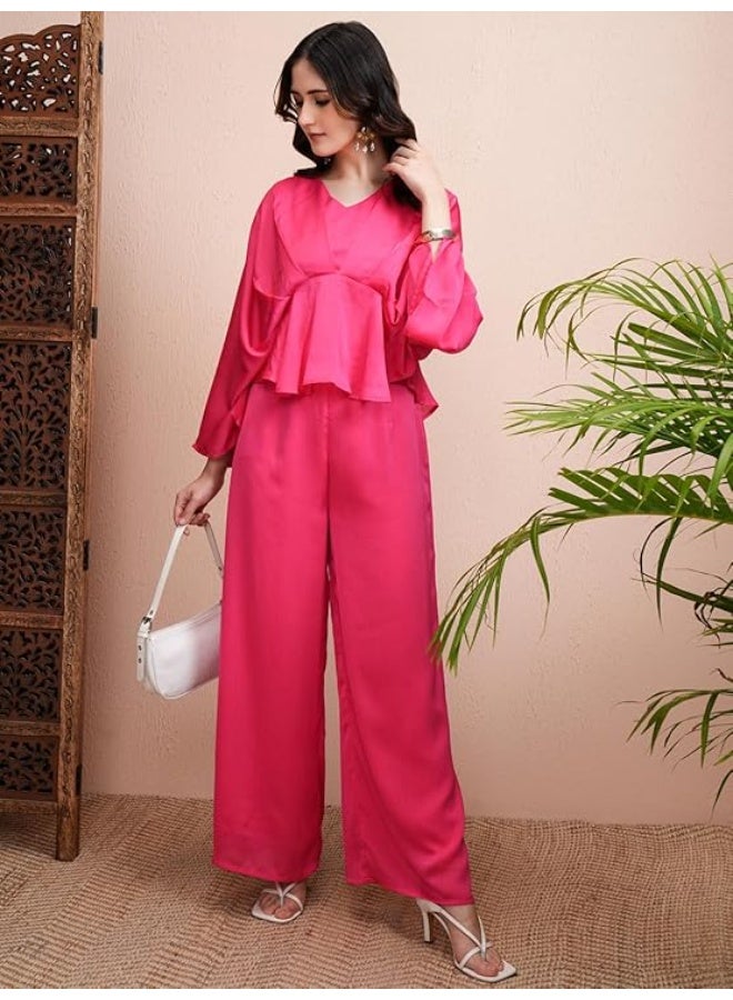 Vishudh Womens Co-Ord set Cotton MAGENTA Size: 2XL - Image 2