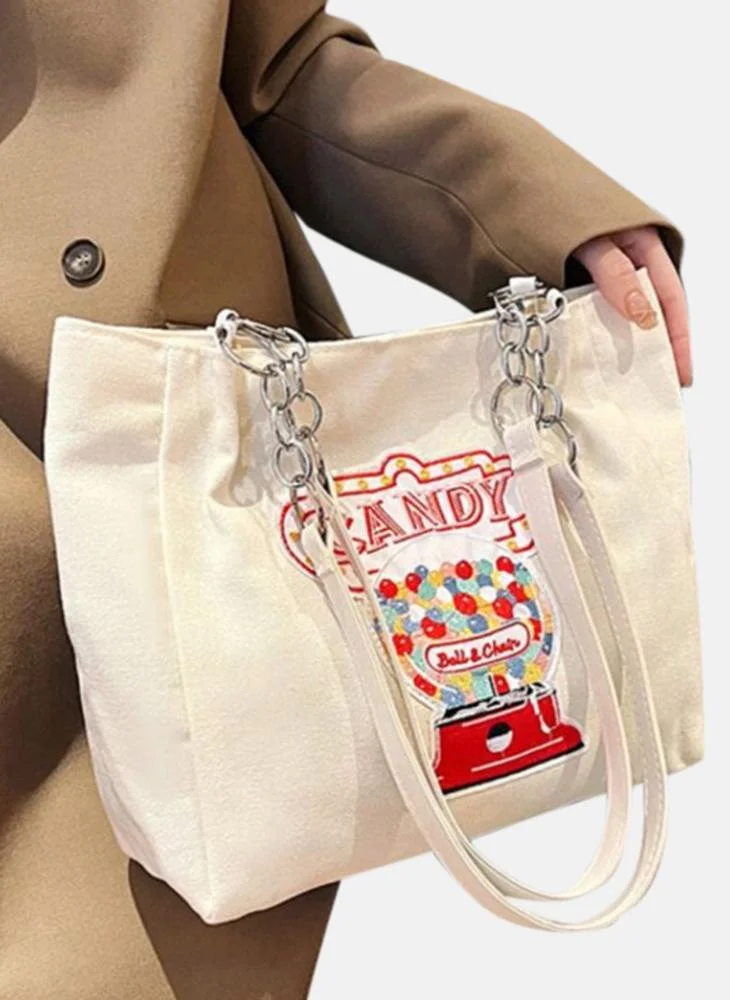 YUNIQEE White Printed Lifestyle Tote Bag
