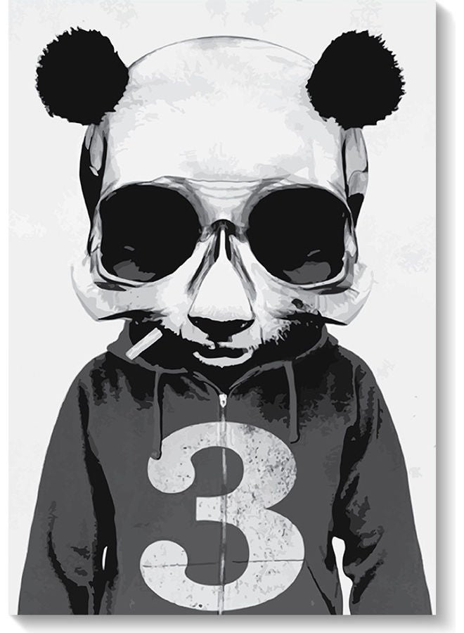 RYN Cool Panda Themed Wall Painting White/Grey/Black 40x60cm - Image 1