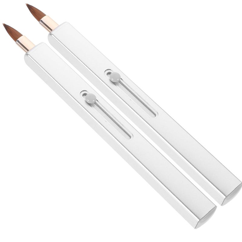 Retractable Lipstick Brush Applicator 2pcs Single-ended Lip Gloss Makeup Brushes with Cap Portable Lip Applicator Wand - Image 1