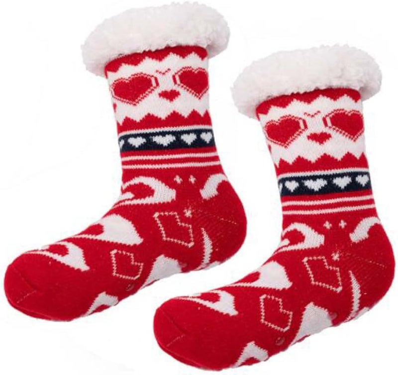 ويوبلز جوارب صوفية ناعمة ودافئة للغاية، جوارب نسائية مبطنة بالفرو، جوارب شيربا ناعمة ودافئة للغاية (أحمر) - Image 1