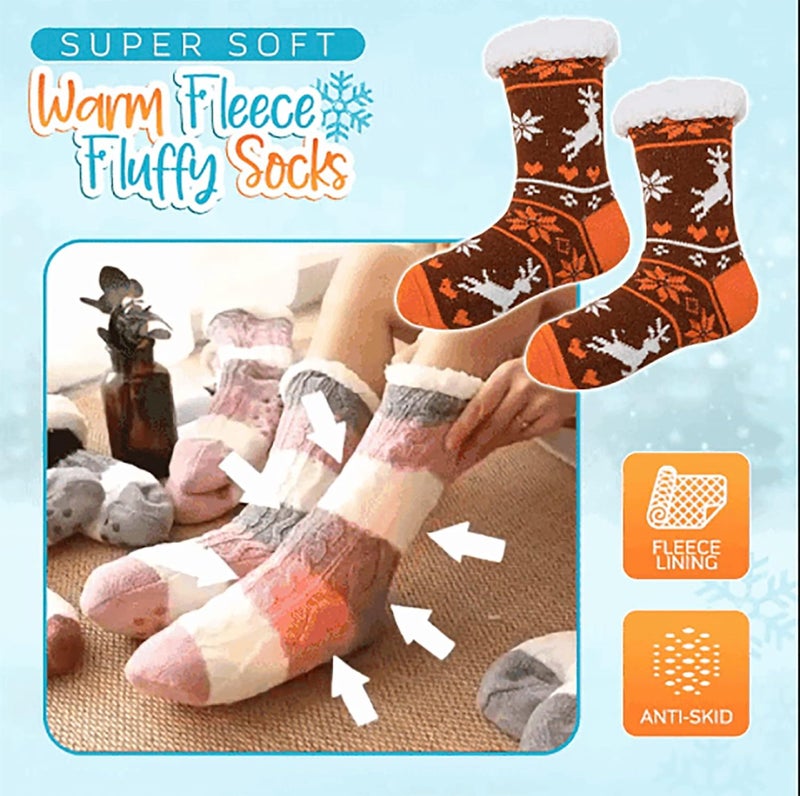 ويوبلز جوارب صوفية ناعمة ودافئة للغاية، جوارب نسائية مبطنة بالفرو، جوارب شيربا ناعمة ودافئة للغاية (أحمر) - Image 5