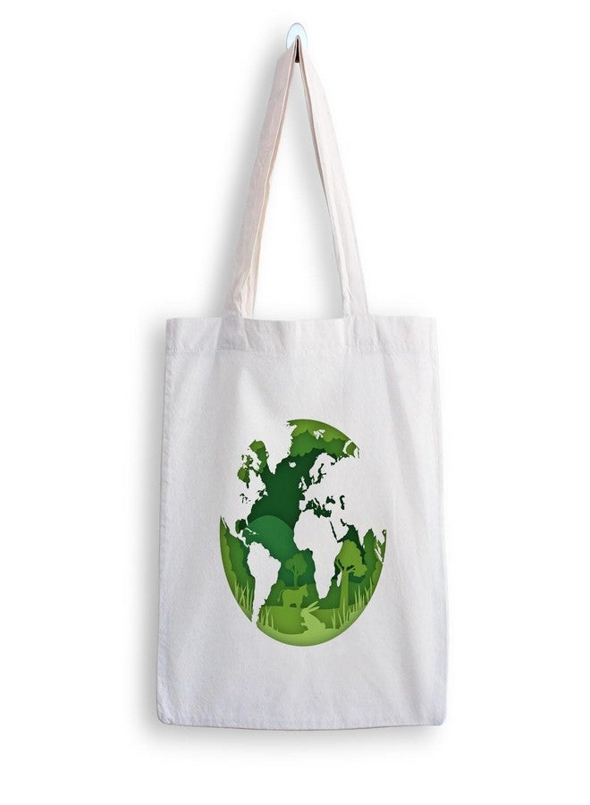 ARTBUG Tote Bag for Women with zip, Aesthetic Canvas tote bag for college girls, office, stylish and reusable - Green Earth - D No - 016 - Image 1