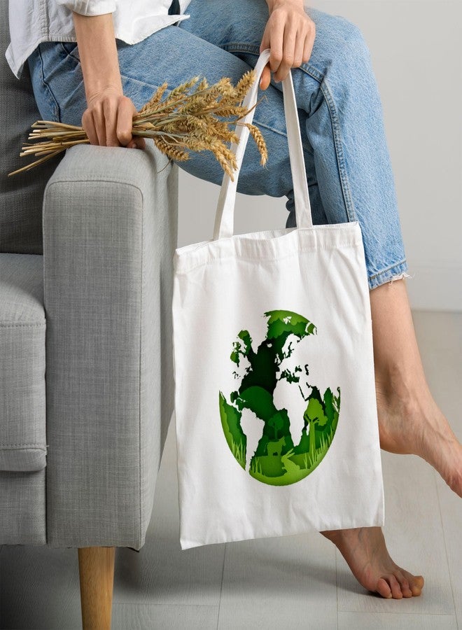 ARTBUG Tote Bag for Women with zip, Aesthetic Canvas tote bag for college girls, office, stylish and reusable - Green Earth - D No - 016 - Image 2