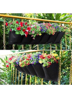 yongsheng Wall Hanging Grow Bags, 6 Pockets Wall-Mounted Grow Bags for Planting and Hanging Planters, Wall Planter Railing Planter Herb Garden  - Image 2