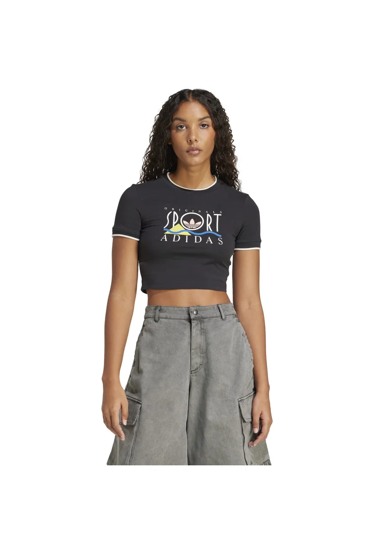اديداس اوريجينالز adidas GRAPHIC BBY TEE Black Originals Women TOPS