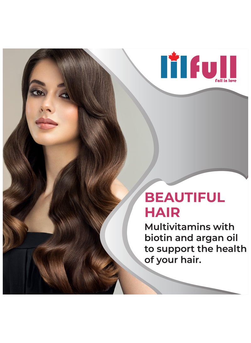 lilfull Hair, Skin & Nails - 300 Softgels | Enriched with Vitamins A, C, D3, E, B1, B2, B6, B9, B12, B7, B5 | Infused with Argan Oil, Coconut Oil & Collagen - Image 5
