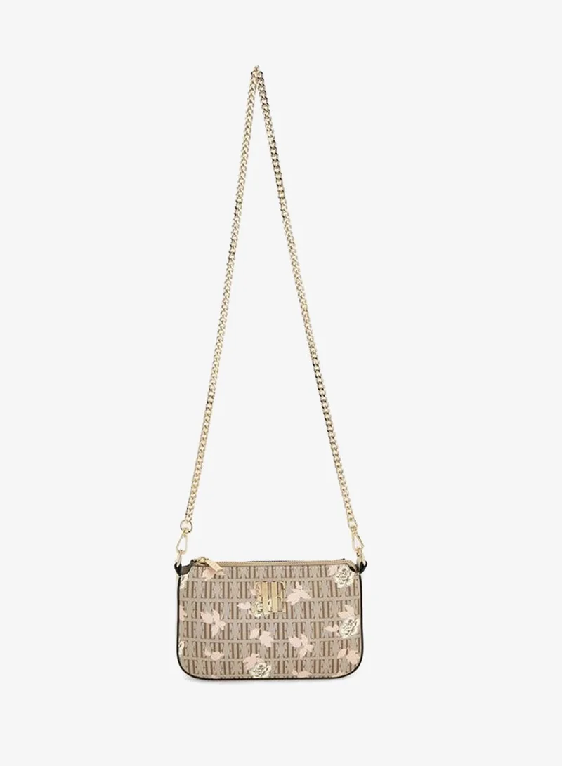 ايل Floral Monogram Print Crossbody Bag With Chain Strap