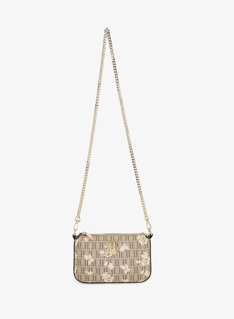 ELLE Floral Monogram Print Crossbody Bag With Chain Strap - Image 2