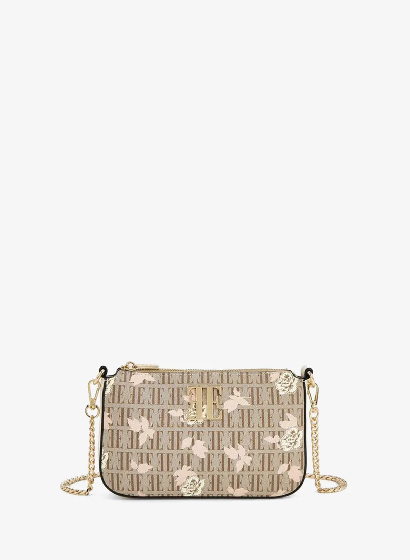 ايل Floral Monogram Print Crossbody Bag With Chain Strap