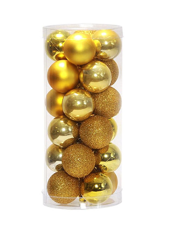 NIBEMINENT 24-Piece Tree Ball Hanging Ornament Gold 40x40x40mm 