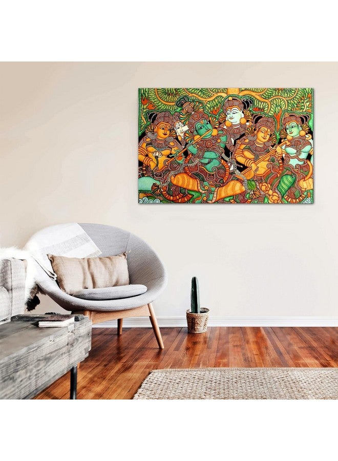 PIXELARTZ Kerala Mural Art Canvas Painting | Kerala Painting Wall Decoration, Kerala Mural Canvas Painting, Wall Decor - (35x23 Inches, Large) (Unframed) - Image 5