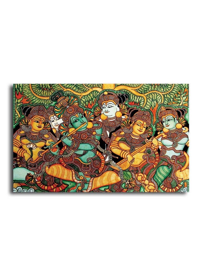 PIXELARTZ Kerala Mural Art Canvas Painting | Kerala Painting Wall Decoration, Kerala Mural Canvas Painting, Wall Decor - (35x23 Inches, Large) (Unframed) - Image 4