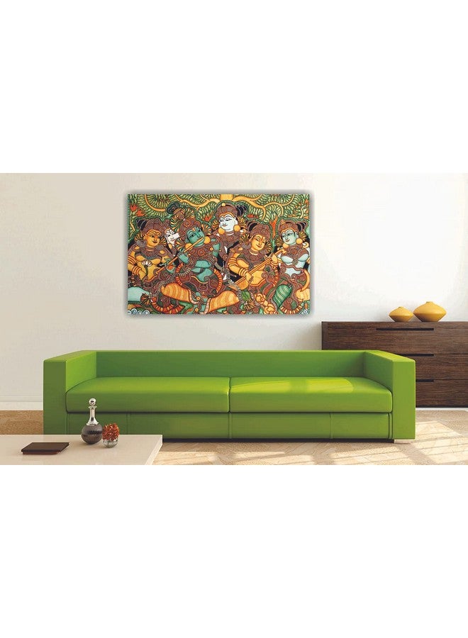 PIXELARTZ Kerala Mural Art Canvas Painting | Kerala Painting Wall Decoration, Kerala Mural Canvas Painting, Wall Decor - (35x23 Inches, Large) (Unframed) - Image 2