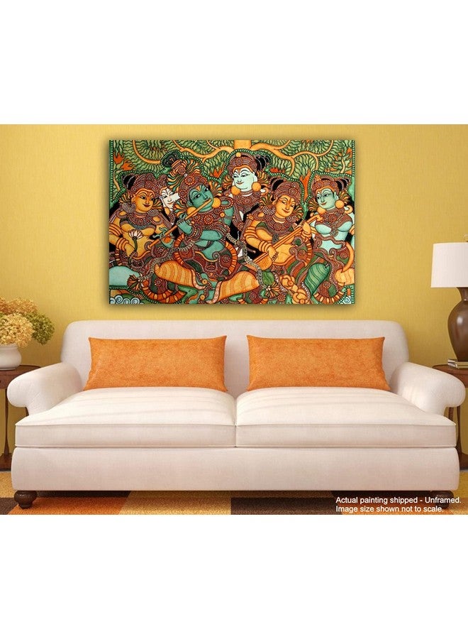 PIXELARTZ Kerala Mural Art Canvas Painting | Kerala Painting Wall Decoration, Kerala Mural Canvas Painting, Wall Decor - (35x23 Inches, Large) (Unframed) - Image 3