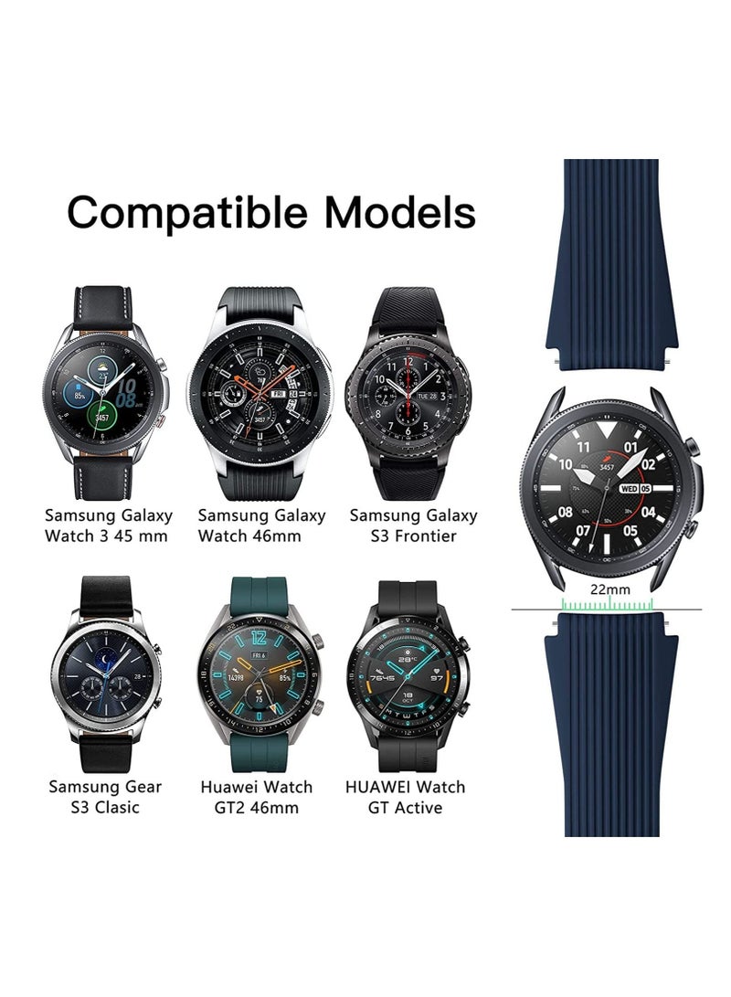 Anmi Silicone Watch Strap for Samsung Galaxy Watch/Gear S3/Watch With a Lug Width of 22mm, Soft Silicone Sport Wristband Replacement Straps, Vertical Grain Strap, for Men Women - Image 5