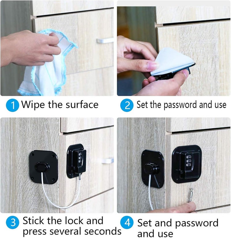 klarako refrigerator lock child safety locks refrigerator door lock Drawer Locks Child Safety cabinet safety lock child proof fridge freezer mini with lock toddler baby lock plastic - Image 3