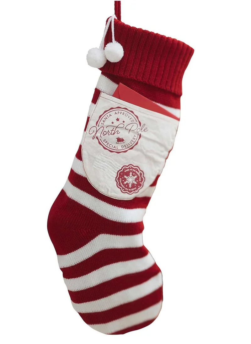 Ginger Ray Knitted Stocking With Pocket For Letter From Santa