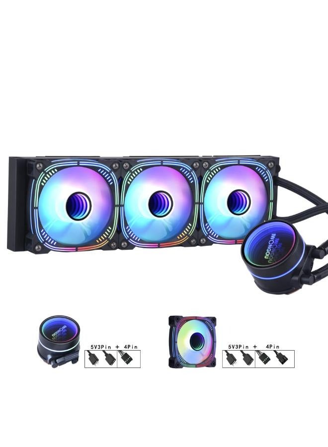 360 RGB - AIO CPU Liquid Cooler - 360mm Radiator - F360 RGB Core Fan - Customizable 2.72 IPS LCD Turbine Pump - Intel® LGA 1700, 1200/115X, 1851 - AMD® AM5, AM4 - Black - Image 1