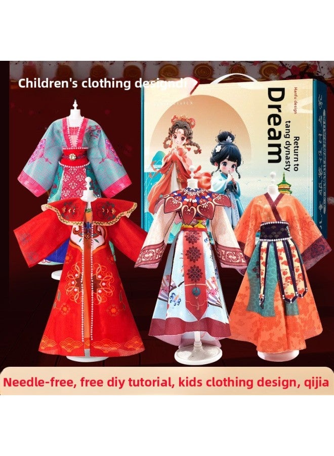 Loquat Girl's Birthday Gift Clothing Design DIY Children's 9 Hanfu Guofeng Handmade Toy 7 Dress-up Doll 80 Years Old 10-Specification:The Tang Dynasty Of The Shengshi 【can Make 5 Sets Of Ancient Costumes + - Image 2
