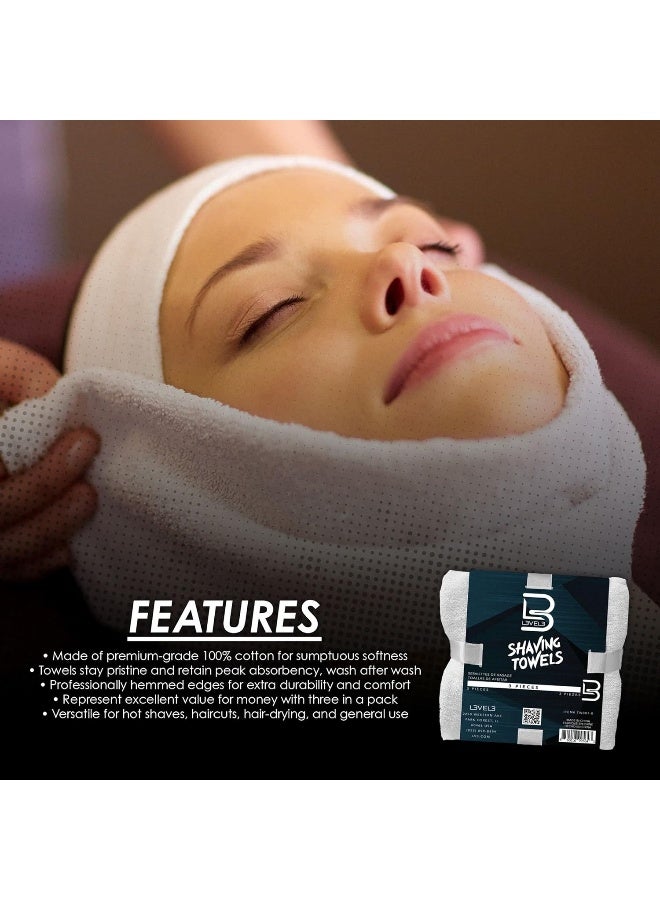L3 Level 3 Face Towels - Barber And Salon Hair Stylist White Cotton Cloth - Soft, Light And Absorbent - Image 2