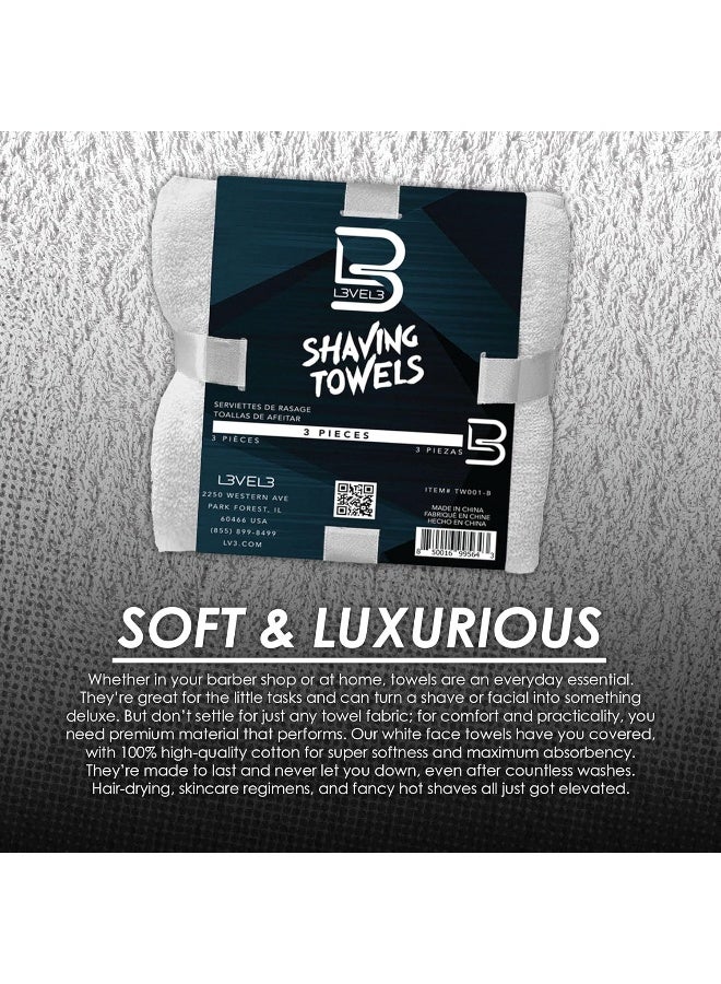 L3 Level 3 Face Towels - Barber And Salon Hair Stylist White Cotton Cloth - Soft, Light And Absorbent - Image 3