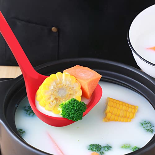 Armrouns 12" Silicone Ladle Spoon Set of 2, Long handle soup spoons Seamless & Nonstick, Heat resistant 600 °F Kitchen Soup Ladles for Cooking. - Image 4