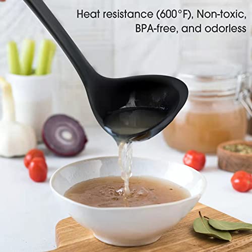 Armrouns 12" Silicone Ladle Spoon Set of 2, Long handle soup spoons Seamless & Nonstick, Heat resistant 600 °F Kitchen Soup Ladles for Cooking. - Image 2