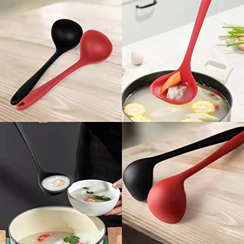 Armrouns 12" Silicone Ladle Spoon Set of 2, Long handle soup spoons Seamless & Nonstick, Heat resistant 600 °F Kitchen Soup Ladles for Cooking. - Image 3