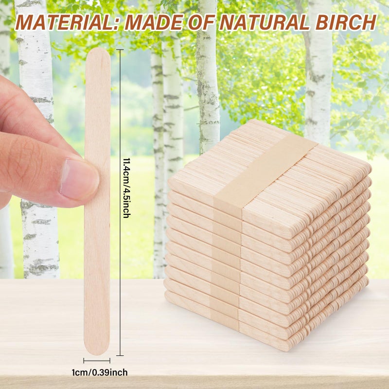 VEIDIA 2000 Pcs 4.5" Wooden Craft Sticks, Ice Cream Sticks,Natural Wood Popsicle Stick for Waxing, DIY Wood Crafts, Hair Removal and Waxing Supplies, Paint Stirrer, Art Projects and Ice Pop Sticks - Image 4