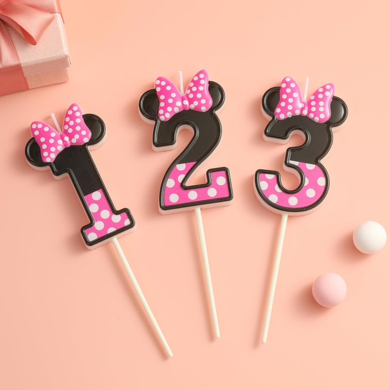 PHD CAKE 2.76 Inch Cartoon Pink and Black Mouse 1 Number Birthday Candles, Anime Cartoon Number Candles, Cake Number Candles, Party Celebration, Style Candle - Image 4