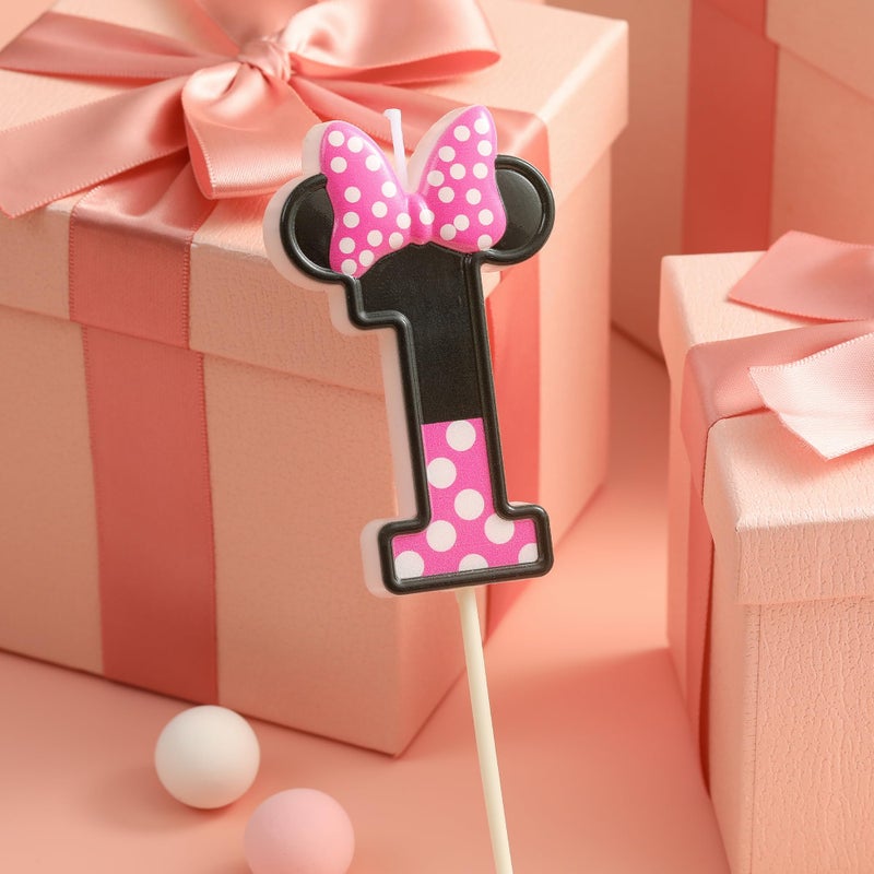 PHD CAKE 2.76 Inch Cartoon Pink and Black Mouse 1 Number Birthday Candles, Anime Cartoon Number Candles, Cake Number Candles, Party Celebration, Style Candle - Image 3