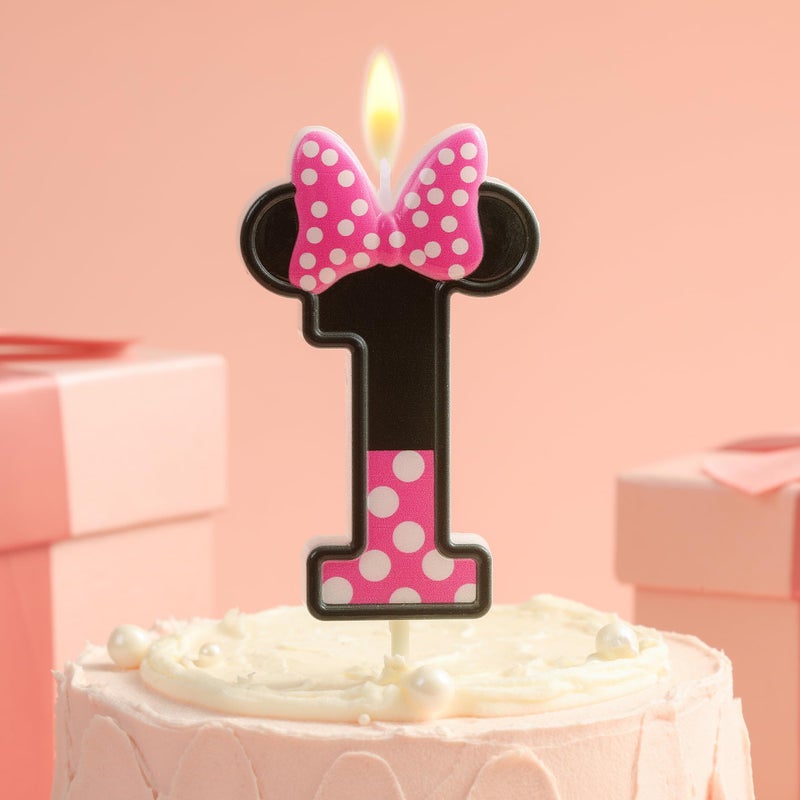 PHD CAKE 2.76 Inch Cartoon Pink and Black Mouse 1 Number Birthday Candles, Anime Cartoon Number Candles, Cake Number Candles, Party Celebration, Style Candle - Image 2