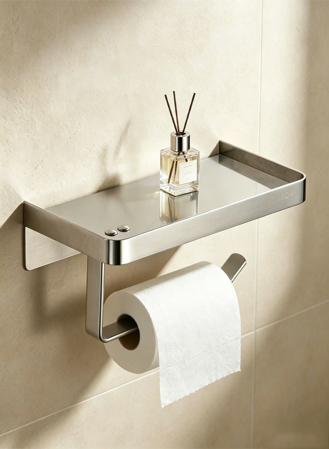 Multifunctional Toilet Paper Holder | Tissue Holder for Bathroom | With Shelf, Phone Holder, Watch and Accessories Tray | Wall-Mounted | Space-Saving Organizer - Image 1