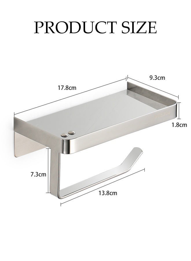 Multifunctional Toilet Paper Holder | Tissue Holder for Bathroom | With Shelf, Phone Holder, Watch and Accessories Tray | Wall-Mounted | Space-Saving Organizer - Image 3