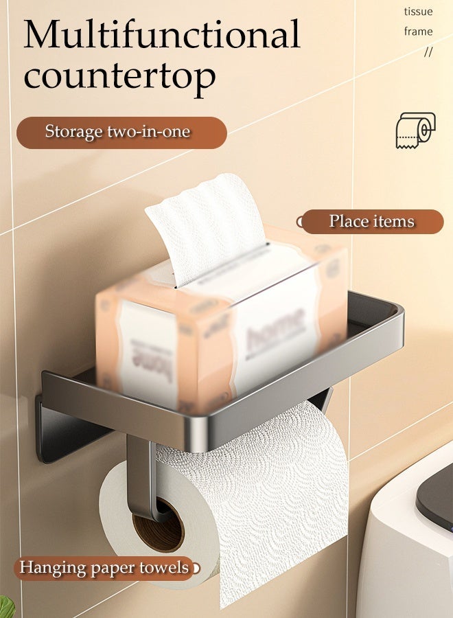Multifunctional Toilet Paper Holder | Tissue Holder for Bathroom | With Shelf, Phone Holder, Watch and Accessories Tray | Wall-Mounted | Space-Saving Organizer - Image 5