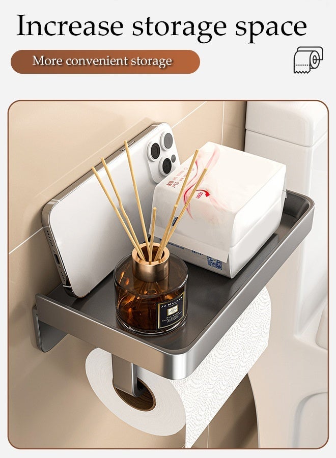Multifunctional Toilet Paper Holder | Tissue Holder for Bathroom | With Shelf, Phone Holder, Watch and Accessories Tray | Wall-Mounted | Space-Saving Organizer - Image 4