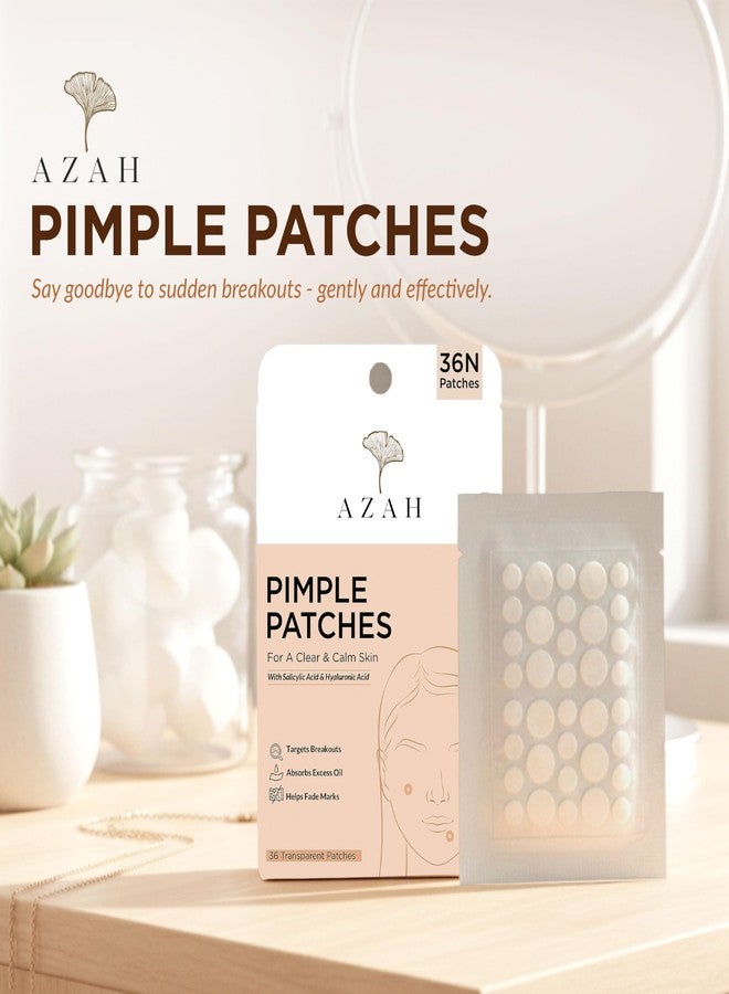 AZAH Pimple Patch | Salicylic Acid & Hyaluronic Acid Acne Patches For Face| 36 Transparent Pimple Patches | Targets Breakouts, Absorbs Excess Oil, Helps Fade Marks | For All Skin Types - Image 2
