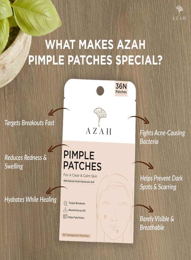 AZAH Pimple Patch | Salicylic Acid & Hyaluronic Acid Acne Patches For Face| 36 Transparent Pimple Patches | Targets Breakouts, Absorbs Excess Oil, Helps Fade Marks | For All Skin Types - Image 3
