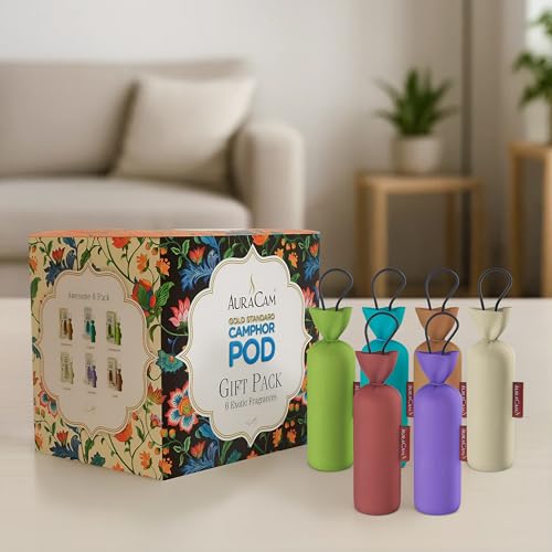 AuraCam Gold Standard Camphor POD Gift Pack 6 | Exotic Fragrance Air freshener | Festival Gift Set| Hamper Gifts Pack | 100% Natural Camphor Pods - Image 2
