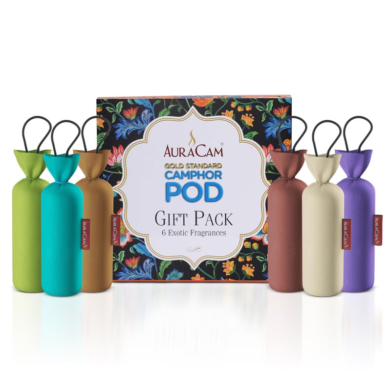 AuraCam Gold Standard Camphor POD Gift Pack 6 | Exotic Fragrance Air freshener | Festival Gift Set| Hamper Gifts Pack | 100% Natural Camphor Pods - Image 5