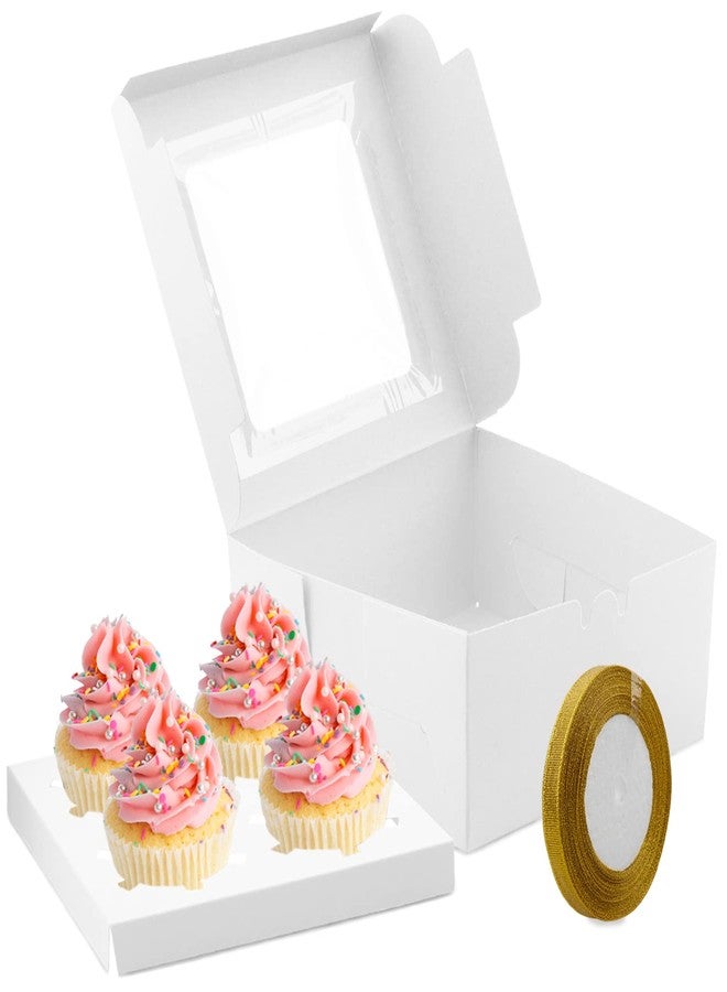 Coobbar Cupcake Boxes,25 Pack 4 Grid Cupcake Boxes Individual Muffins Cupcake Holders Portable Pastry Containers Cupcake Carriers with Window Insert,Pastry Containers - Image 1