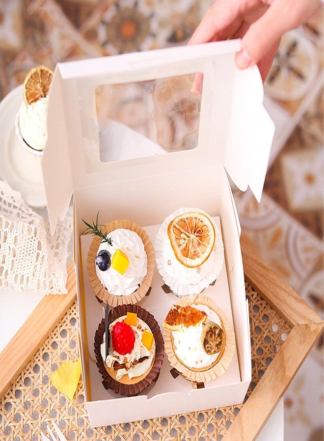 Coobbar Cupcake Boxes,25 Pack 4 Grid Cupcake Boxes Individual Muffins Cupcake Holders Portable Pastry Containers Cupcake Carriers with Window Insert,Pastry Containers - Image 2