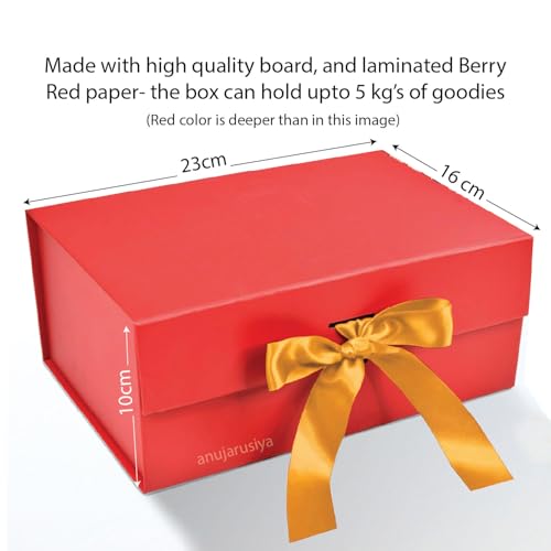 anujarusiya Love Gift Box for Valentine’s Day & Anniversary | Empty Collapsible Keepsake Box | Premium Kappa Board with Gold Grosgrain Ribbon | 23x16x10 cm | Holds up to 5 kg - Image 3