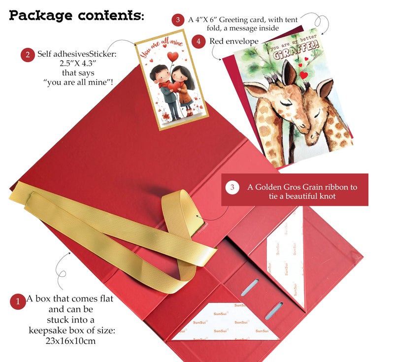 anujarusiya Love Gift Box for Valentine’s Day & Anniversary | Empty Collapsible Keepsake Box | Premium Kappa Board with Gold Grosgrain Ribbon | 23x16x10 cm | Holds up to 5 kg - Image 2