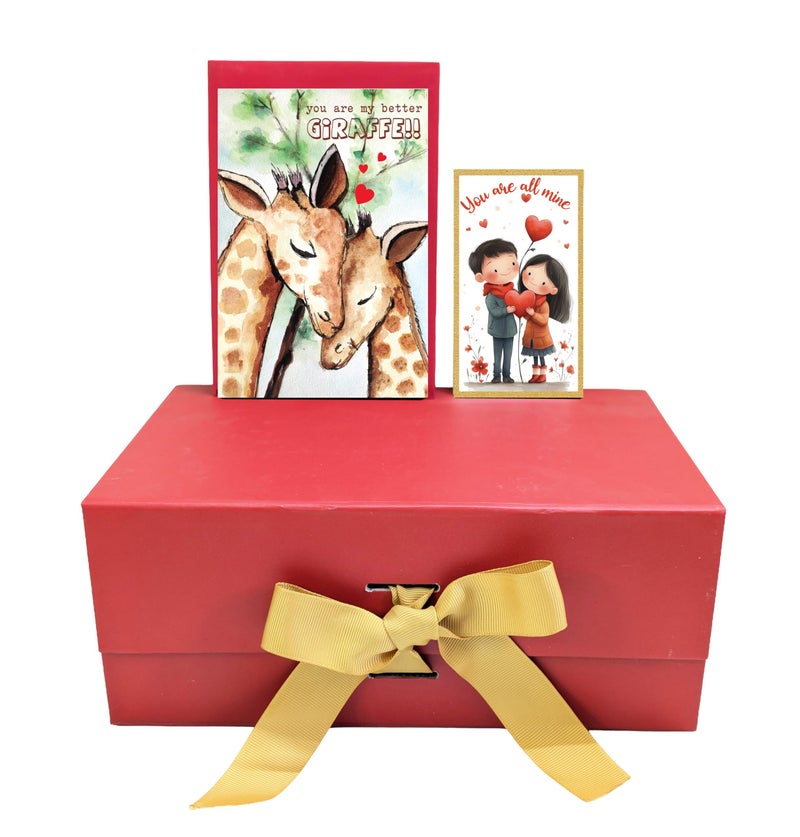 anujarusiya Love Gift Box for Valentine’s Day & Anniversary | Empty Collapsible Keepsake Box | Premium Kappa Board with Gold Grosgrain Ribbon | 23x16x10 cm | Holds up to 5 kg - Image 1