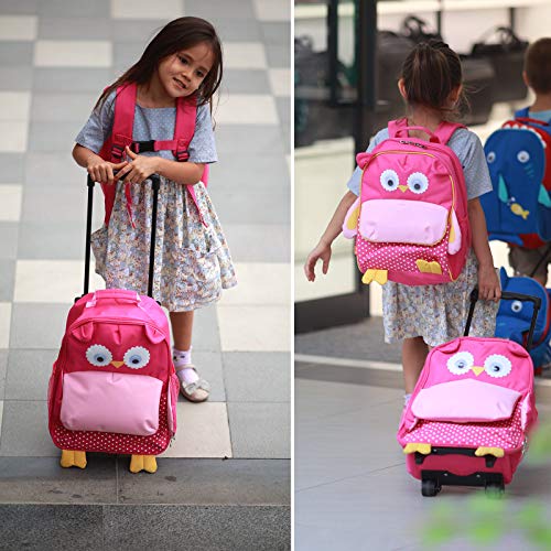 yodo Zoo 3-Way Kids Suitcase Luggage or Toddler Rolling Backpack with wheels, Medium Owl - Image 2