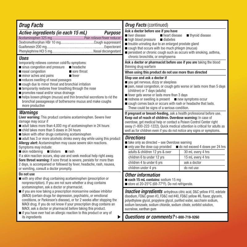 Care Daytime Honey Flavor Severe Cold and Flu Relief Liquid Medicine 12 fl oz Pack of 1 - Image 4