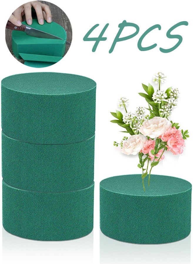 4 Pcs Round Floral Foam Blocks 10 x 10 x 4cm Cylinder Wet Dry Floral Foam,Florist Foam Block for Fresh and Artificial Flower Room Decor Weddings Party Floristry Displays and Designs - Image 1